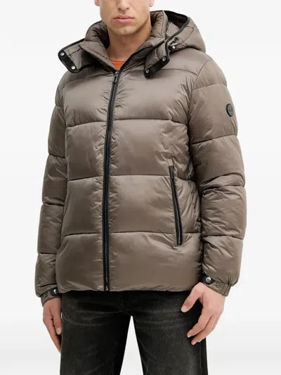 Joop Ambro Hooded Puffer Jacket In Brown