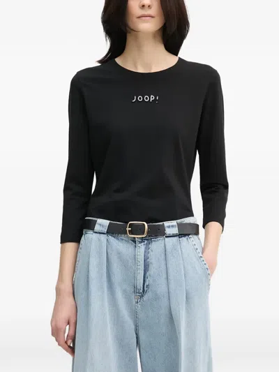 Joop Bead-embellished Three-quarter Sleeve T-shirt In Black