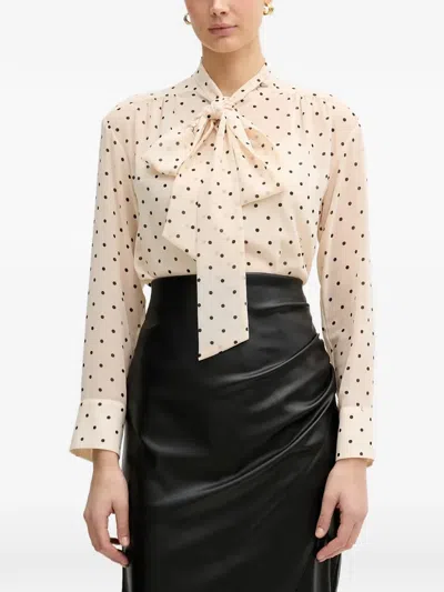 Joop Bo Polka-dot Tie Blouse In Neutral