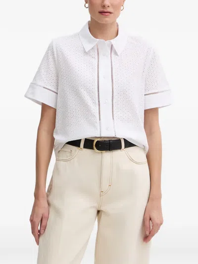 Joop Broderie-anglaise Short-sleeve Shirt In White
