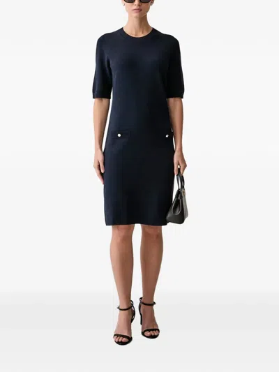 Joop Button-detail Short-sleeve Midi Dress In Blue