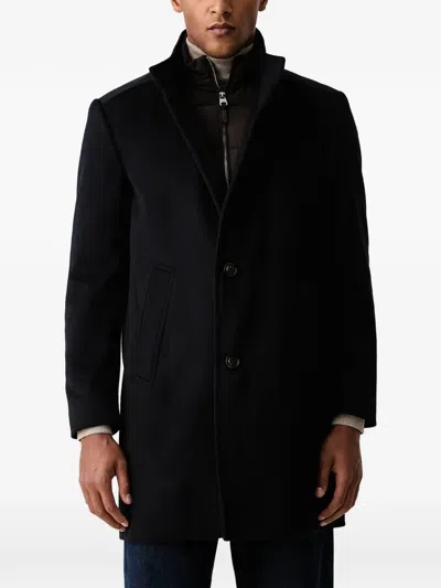 Joop Button-fastening High-neck Coat In Blue