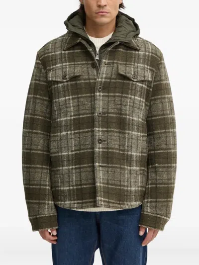Joop Checked Hooded Jacket In Green