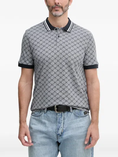 Joop Cornflower Jessino Monogram-print Polo Shirt In Gray