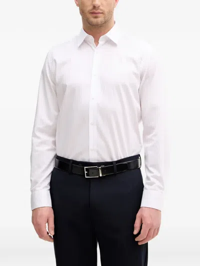 Joop Cornflower Pierce Logo-pattern Long-sleeved Shirt In White