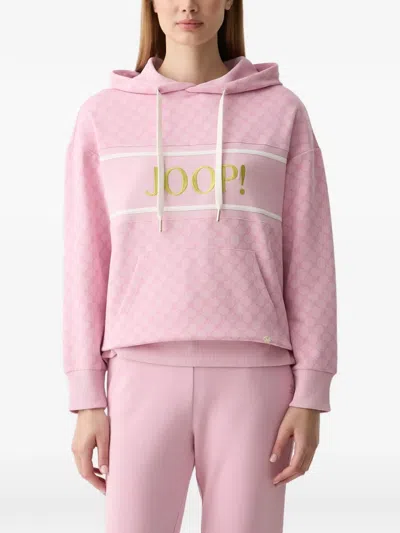 Joop Cornflower-pattern Logo-embroidered Hoodie In Pink
