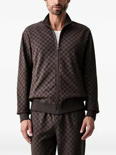 Joop Cornflower-pattern Zip-up Sweatershirt In Brown