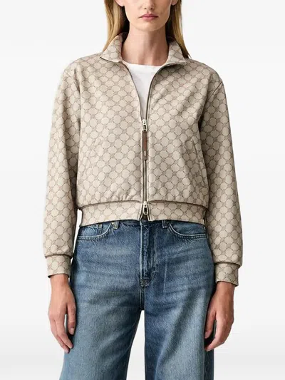 Joop Cornflower-print Zip-up Sweatshirt In Neutral