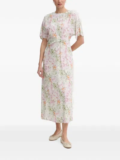 Joop Dela Floral-print Twist-detail Midi Dress In Pink