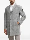 Joop Detachable-hood Check Coat In Gray