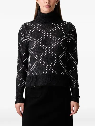 Joop Diamond-knit Roll-neck Sweater In Black