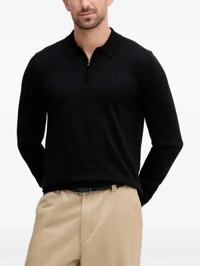 Joop Dondor Quarter-zip Polo Sweater In Black