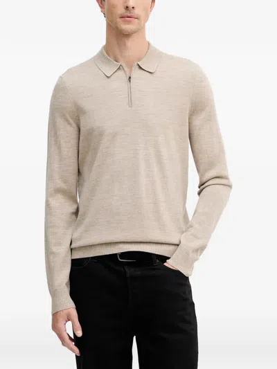 Joop Dondor Zip Placket Polo Shirt In Neutral