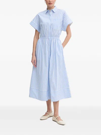Joop Donika Striped Elasticated-waist Shirt Midi Dress In Blue