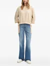 Joop Drawstring-hem Three-quarter Sleeve Sweatshirt In Neutral