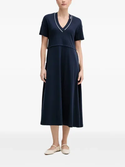 Joop Drawstring Midi Dress In Blue