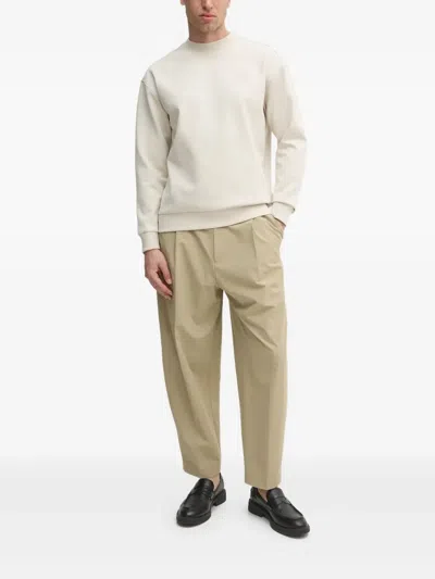 Joop Embossed-logo Crew-neck Sweatshirt In Neutral