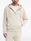 Joop Embossed-pattern Zip-up Hoodie In White