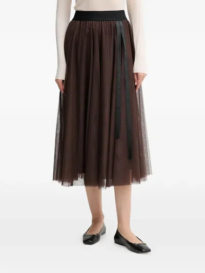 Joop Fridi Tulle Midi Skirt In Brown