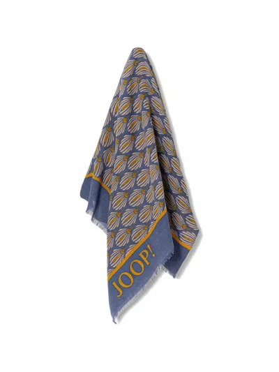 Joop Fringed-hem Scarf In Blue