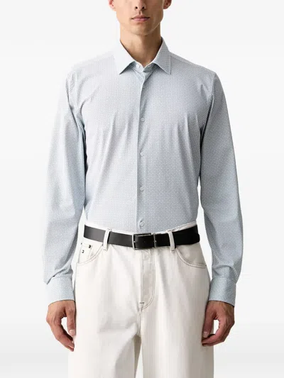 Joop Geometric-print Long-sleeve Shirt In Blue