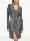 Joop Glitter V-neck Mini Dress In Gray