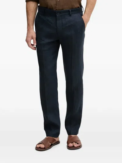 Joop Hank Logo-patch Tailored Trousers In Blue