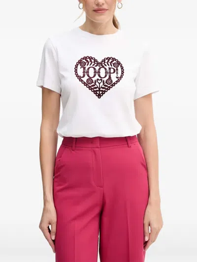 Joop T-shirt Mit Herz-print In White