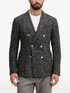 Joop Heazy Check-pattern Double-breasted Blazer In Gray
