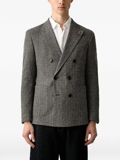 Joop Herringbone Double-breasted Blazer In Multi