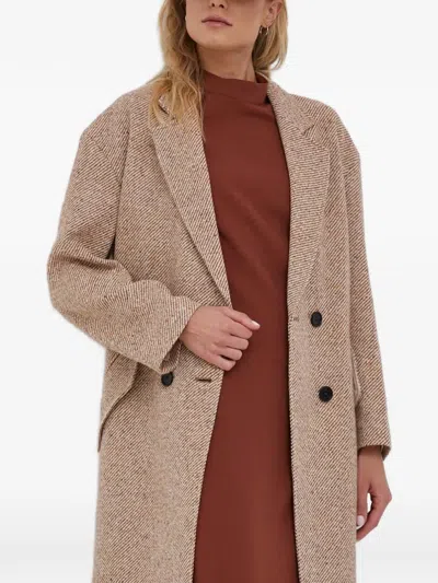 Joop Herringbone Double-breasted Coat In Neutral