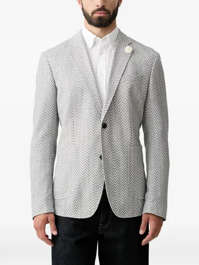 Joop Herringbone-pattern Notch-lapels Blazer In White