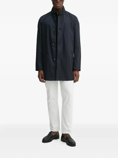 Joop High-neck Buttoned Coat In Blue