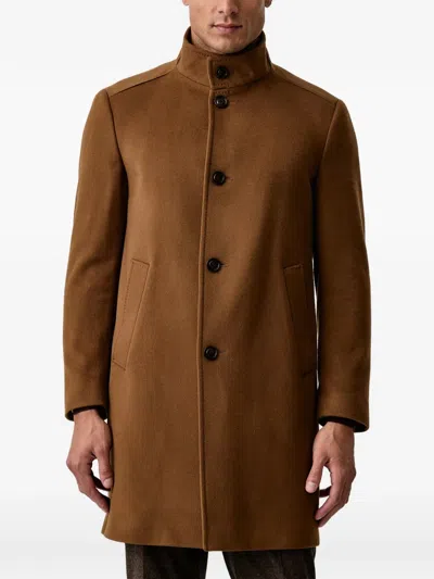 Joop High-neck Single-breasted Coat In Brown