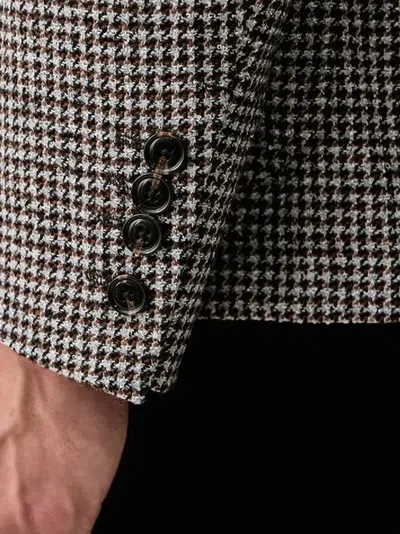 Joop Houndstooth-pattern Single-breasted Blazer In Brown