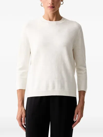 Joop Jacquard-knit Three-quarter-sleeved T-shirt In White