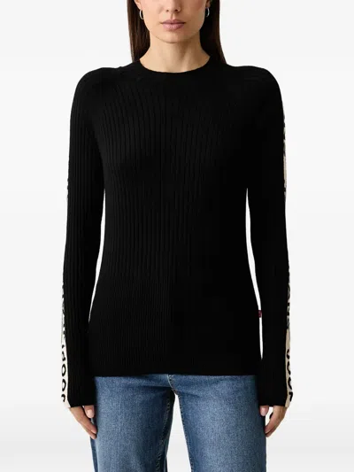 Joop Kopala Logo-tape Ribbed-knit Top In Schwarz