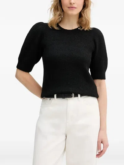 Joop Kylie Puff-sleeve Round-neck Sweater In Black