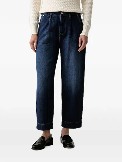 Joop Logo-embossed Barrel Jeans In Blue