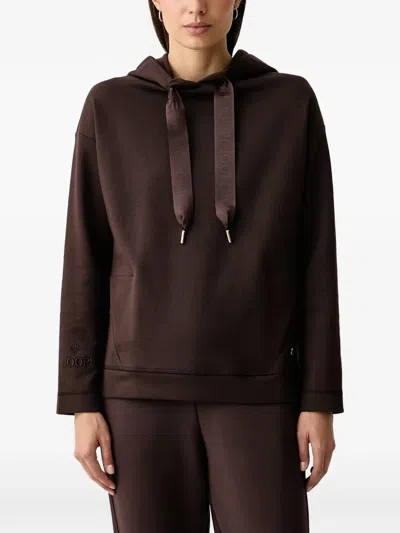 Joop Logo-embroidered Drawstring Hoodie In Brown