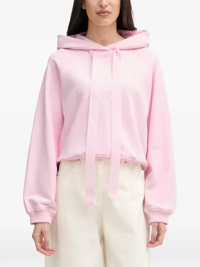 Joop Logo-embroidered Raglan-sleeve Hoodie In Pink