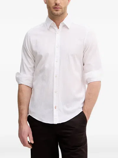Joop Logo-patch Long-sleeve Shirt In White