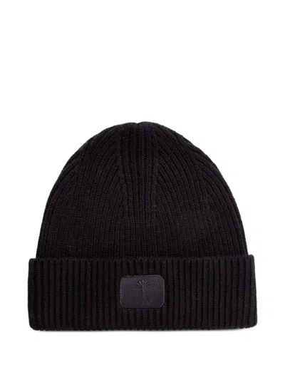 Joop Logo-patch Ribbed-knit Beanie Hat In Brown