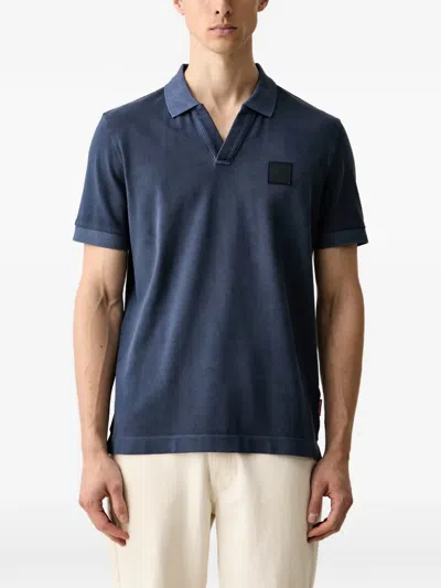 Joop Logo-patch V-neck Shirt In Blue