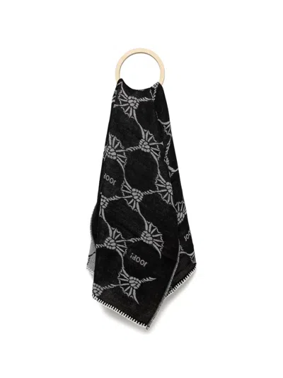 Joop Logo-patterned Blanket-stitch Scarf In Black