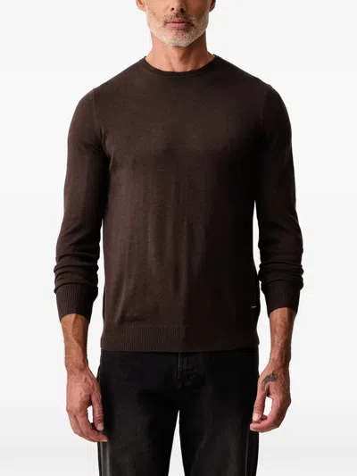 Joop Logo-plaque Crew-neck Sweater In Brown