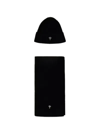 Joop Logo-plaque Ribbed-knit Beanie Hat And Scarf (set Of Two) In Black