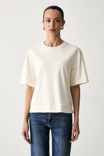 Joop Logo-plaque Side-slit T-shirt In Neutrals