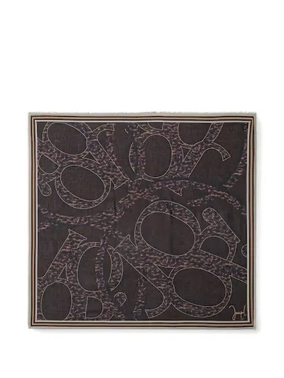 Joop Logo-print Fringed Scarf In Brown