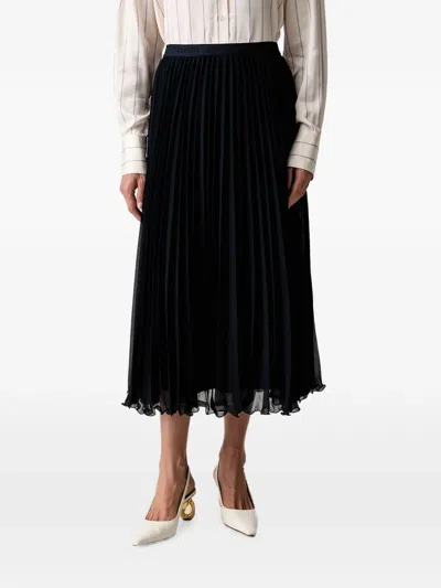 Joop Logo-waistband Pleated Midi Skirt In Black